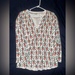 Roller Rabbit Monkey Christmas Henley Pj Shirt